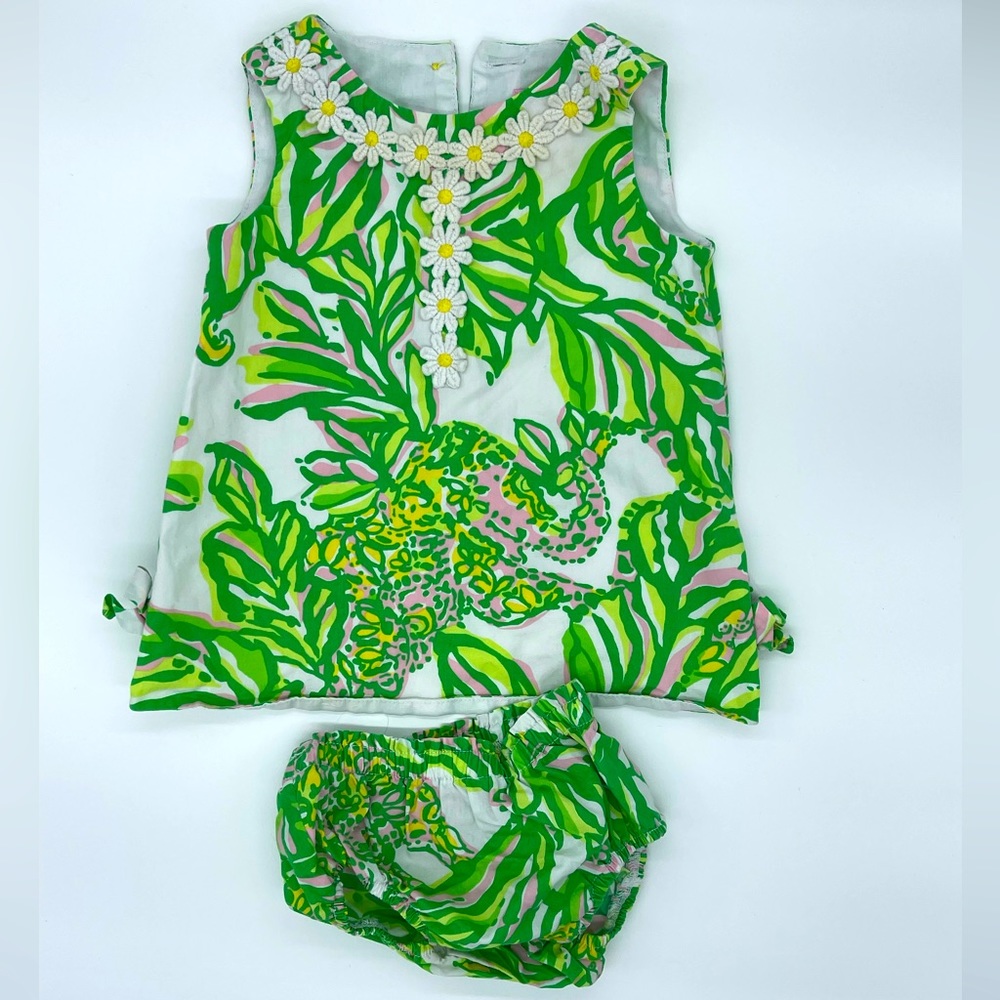 Lilly Pulitzer dress and diaper cover. Button closure back